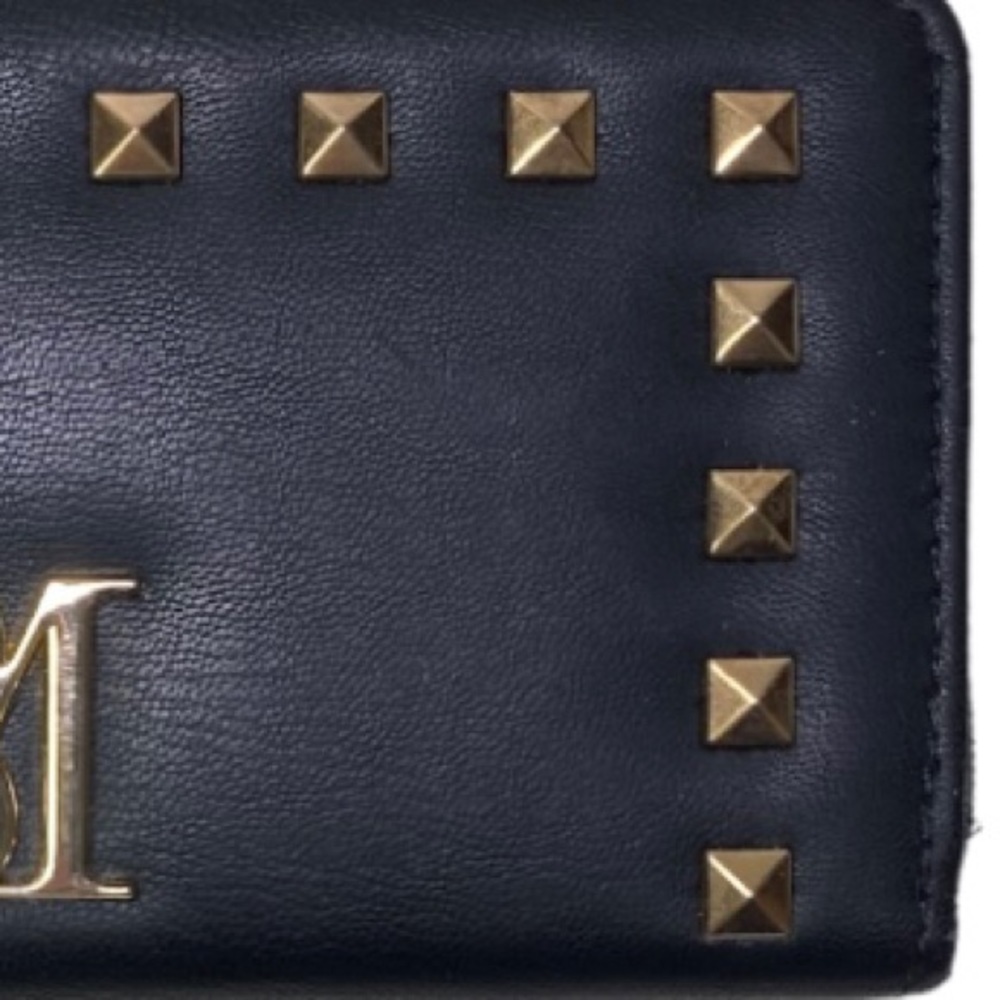 NWT Badgley Mischka Black Zip Around Wallet/ Clutch Purse With Large Gold Studs - Picture 8 of 12